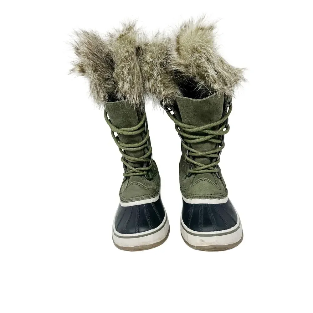 Sorel Joan of Arctic Winter Boots Grey Faux Fur Waterproof Snow Boots Size 7